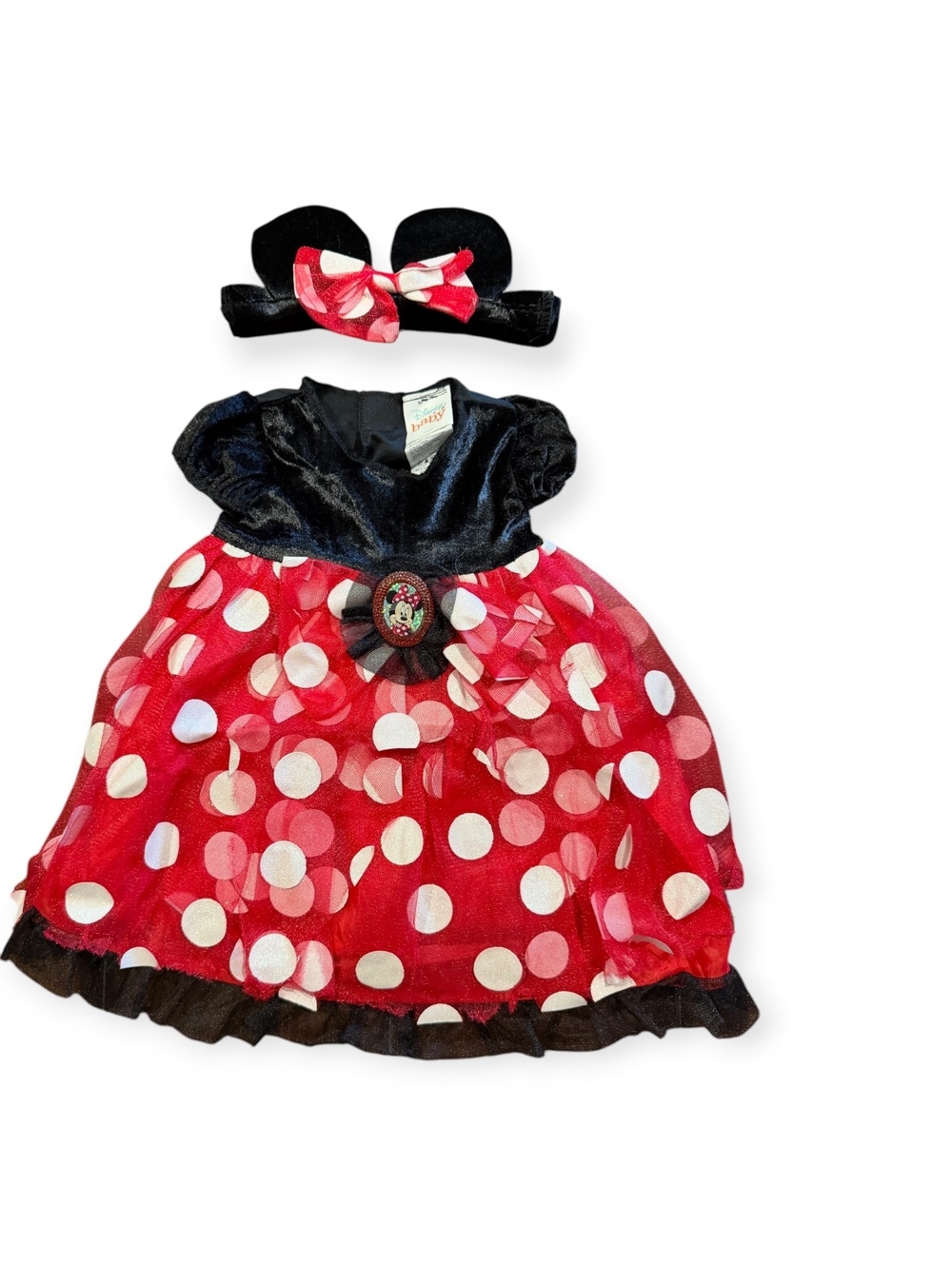 Disney Baby Minnie Mouse Red Dot Dress w/Headband Size 12-18 Months Halloween